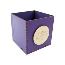 Holzbox 10 cm dunkellila "Vielen Dank"