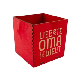 Holzbox 8 cm rot "Liebste Oma auf der Welt"