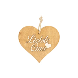 Braunes 3D Holzherz "Liebste Oma"