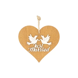 Braunes 3D Holzherz "Just Married"