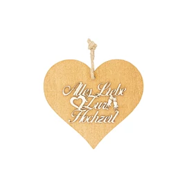 Braunes 3D Holzherz "Alles Liebe zur Hochzeit"