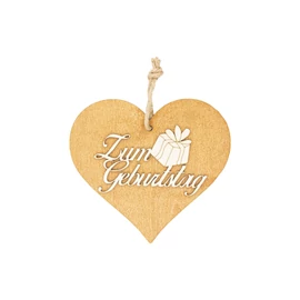 Braunes 3D Holzherz "Zum Geburtstag"