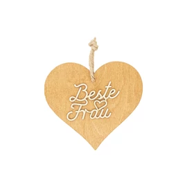 Braunes 3D Holzherz "Beste Frau"