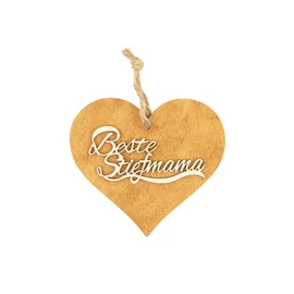 Braunes 3D Holzherz "Beste Stiefmama"