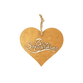 Braunes 3D Holzherz "Beste Swiegermama"