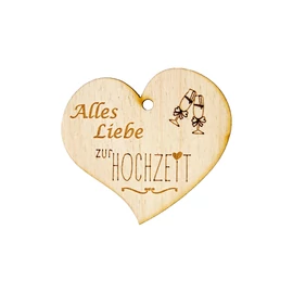 Herzanhänger "Alles Liebe zur Hochzeit (Gläser)"