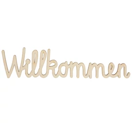 Holzschrift "Wilkommen" groß natur