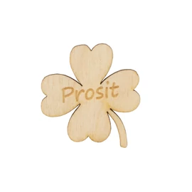 Silvester Holzfigure "Kleeblatt PROSIT natur"