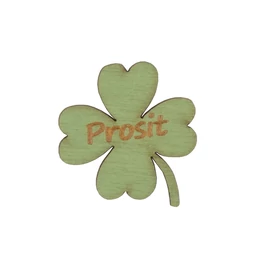 Silvester Holzfigure "Kleeblatt PROSIT grün"