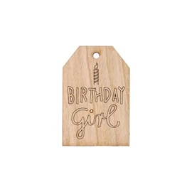 Grußkarte aus Kirschholz "Birthday girl"