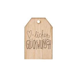 Grußkarte aus Kirschholz "Herzlichen Glückwunsch"