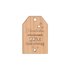 Grußkarte aus Kirschholz "Herzliche Glückwunsch zum Geburtstag"