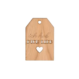 Grußkarte aus Kirschholz "Ich habe Dich lieb"