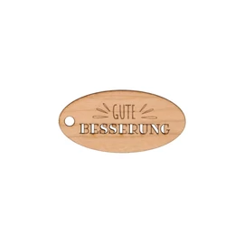 Oval Anhänger aus Kirschholz "Gute Besserung"