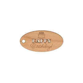 Oval Anhänger aus Kirschholz "Happy Birthday"