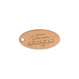 Oval Anhänger aus Kirschholz "Alles Gute zum Geburtstag"