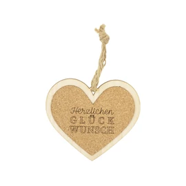 Kork Herz 12cm "Herzlichen Glückwunsch"