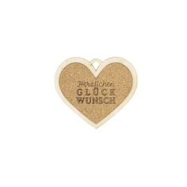 Kork Herz 8cm "Herzlichen Glückwunsch"