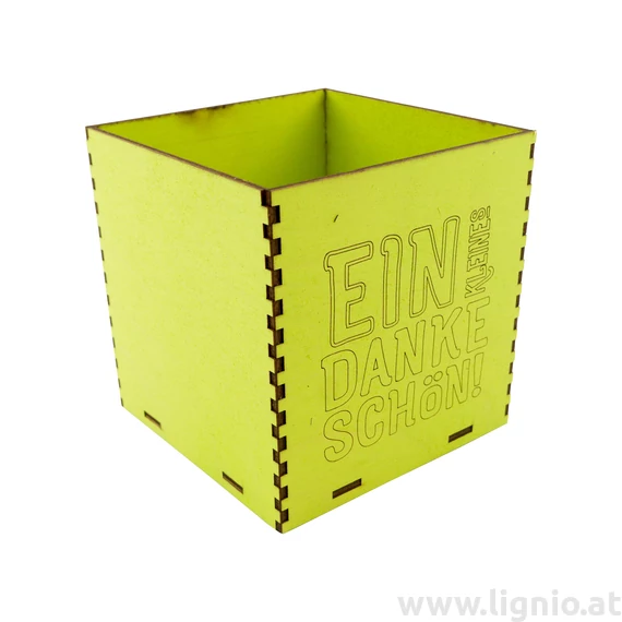 Holzbox 8 cm apfelgrün "Ein kleines Dankeschön"