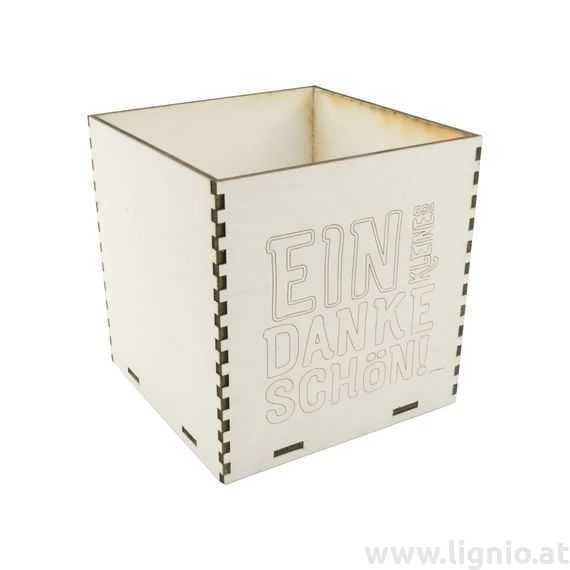 Holzbox 8 cm weiß "Ein kleines Dankeschön"