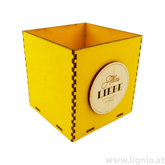 Holzbox 10 cm gelb "Alles Liebe"