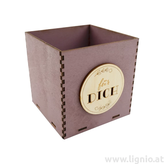 Holzbox 10 cm altrosa "Für Dich"