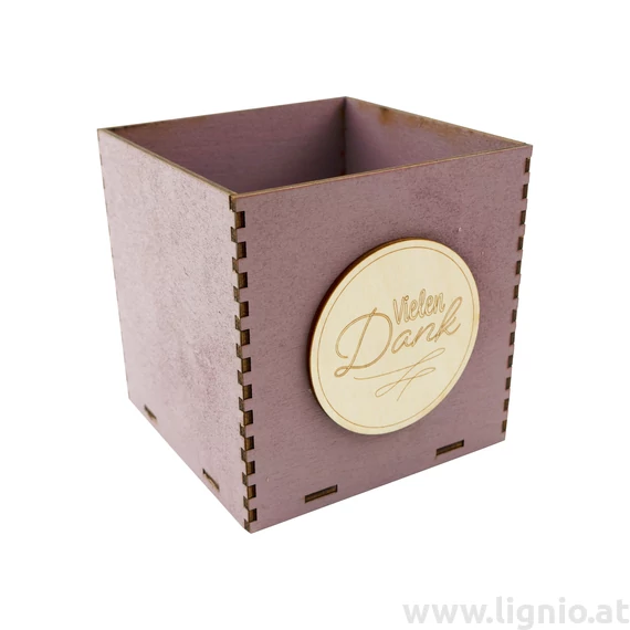 Holzbox 10 cm altrosa "Vielen Dank"