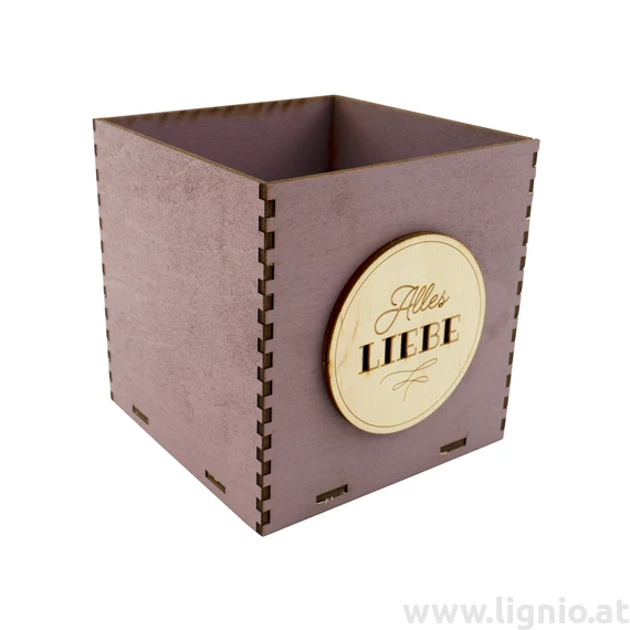 Holzbox 10 cm altrosa "Alles Liebe"