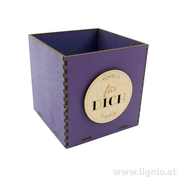 Holzbox 10 cm dunkellila "Für Dich"