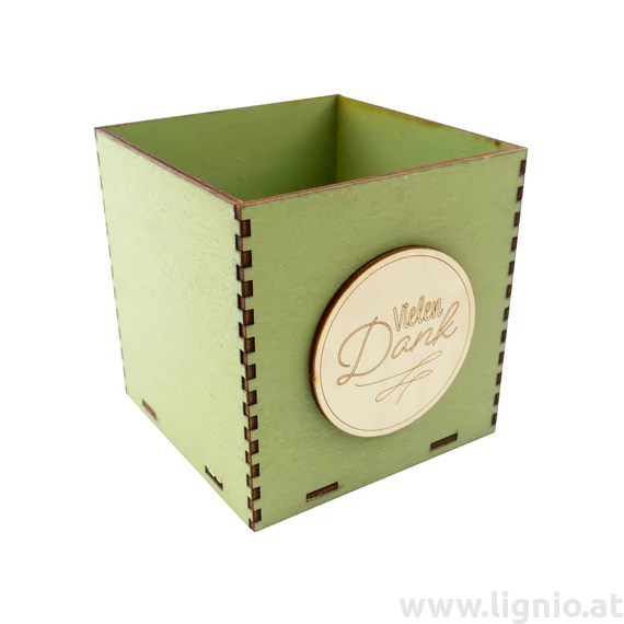 Holzbox 10 cm minze "Vielen Dank"