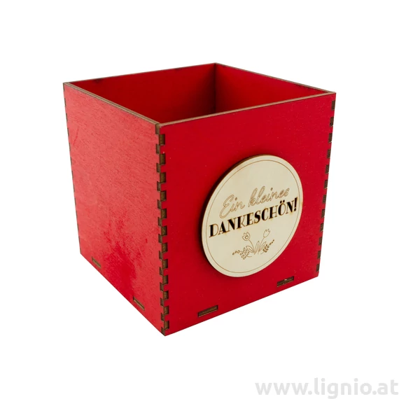 Holzbox 10 cm rot "Ein kleines Dankeschön"