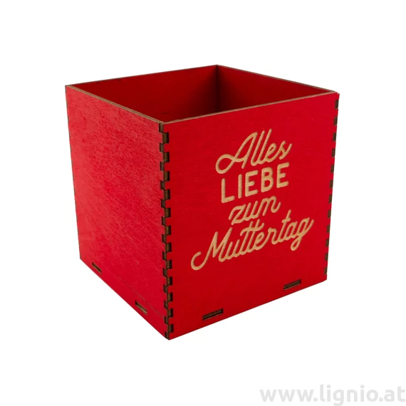 Holzbox 8 cm rot "Alles Liebe zum Muttertag"