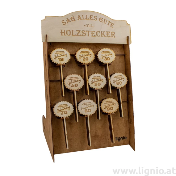 Display mit ovalen Geburtstagssteckern