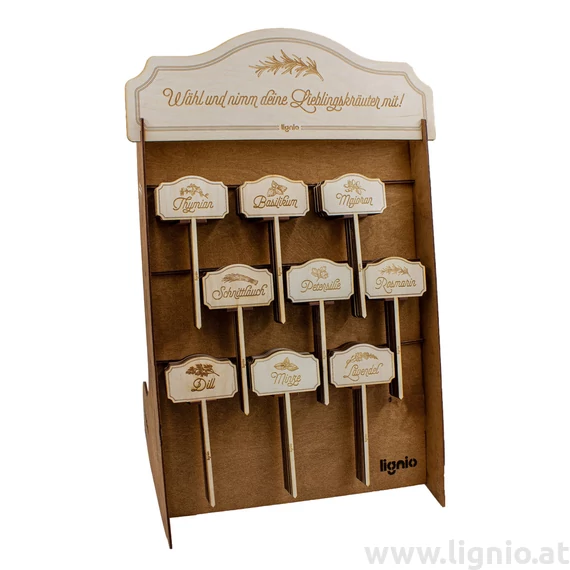 Display mit Kräutersteckern