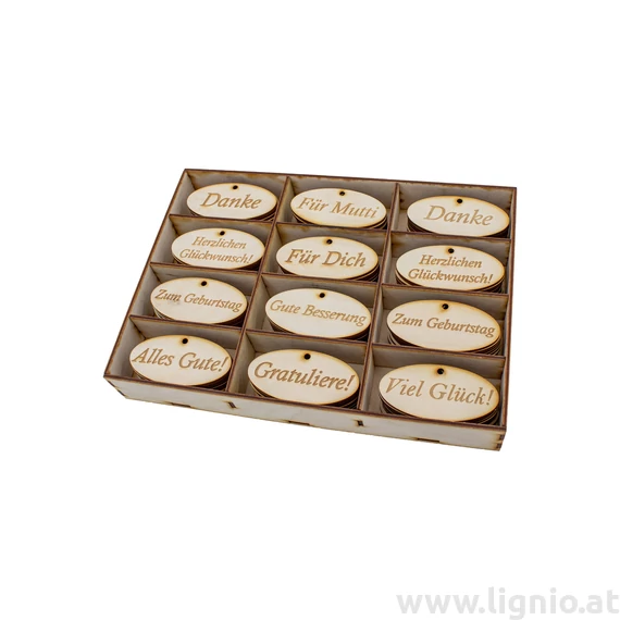 Oval Birkenholz Tafelchen Box - groß