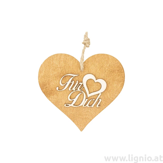 Braunes 3D Holzherz "Für Dich"