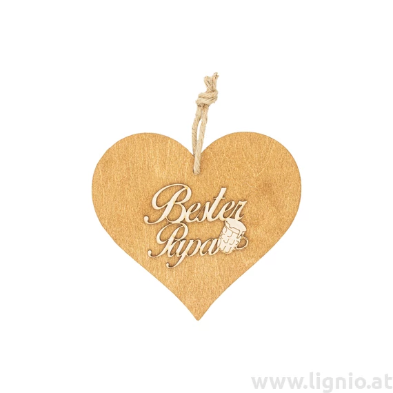 Braunes 3D Holzherz "Bester Papa"
