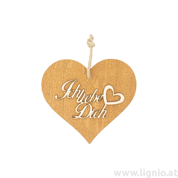 Braunes 3D Holzherz " Ich liebe Dich"