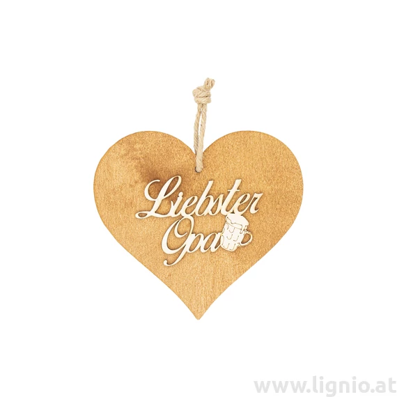 Braunes 3D Holzherz "Liebster Opa"