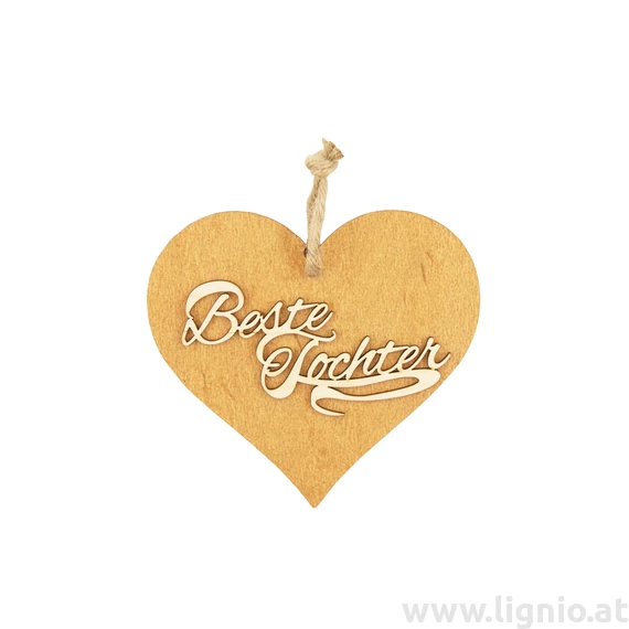 Braunes 3D Holzherz "Beste Tochter"