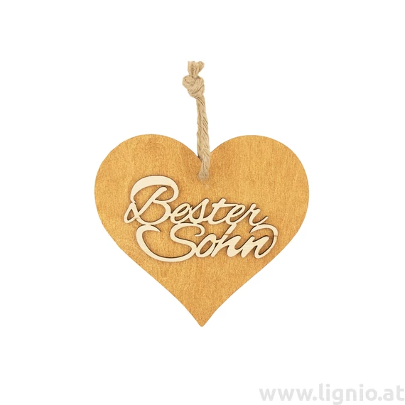 Braunes 3D Holzherz "Bester Sohn"