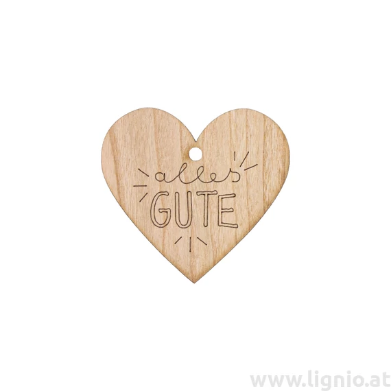 Herz aus Kirschholz "Alles Gute"