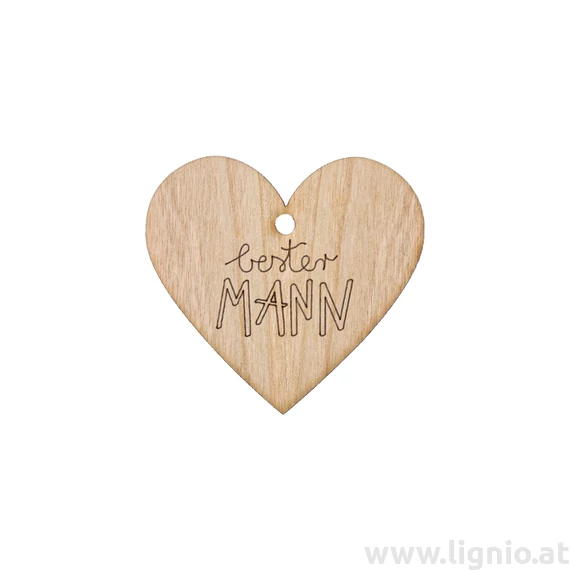 Herz aus Kirschholz "Bester Mann"