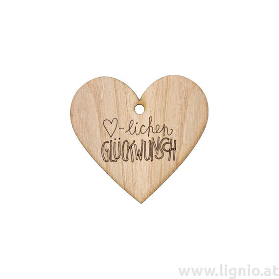 Herz aus Kirschholz "Herzlichen Glückwunsch"