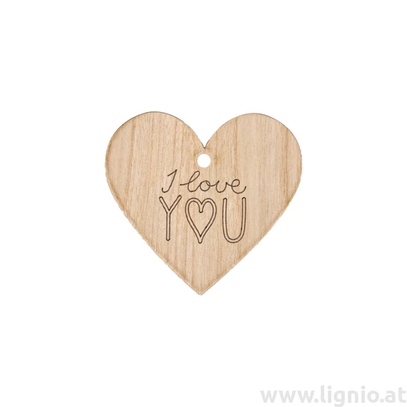Herz aus Kirschholz "I love You"
