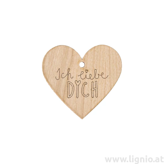 Herz aus Kirschholz "Ich liebe Dich"