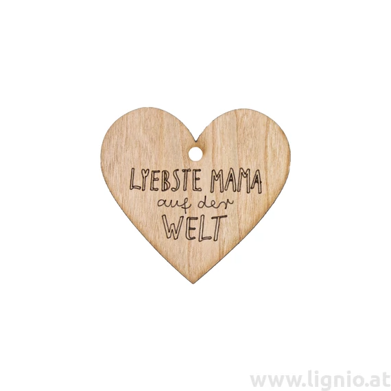 Herz aus Kirschholz "Liebste Mama auf der Welt"