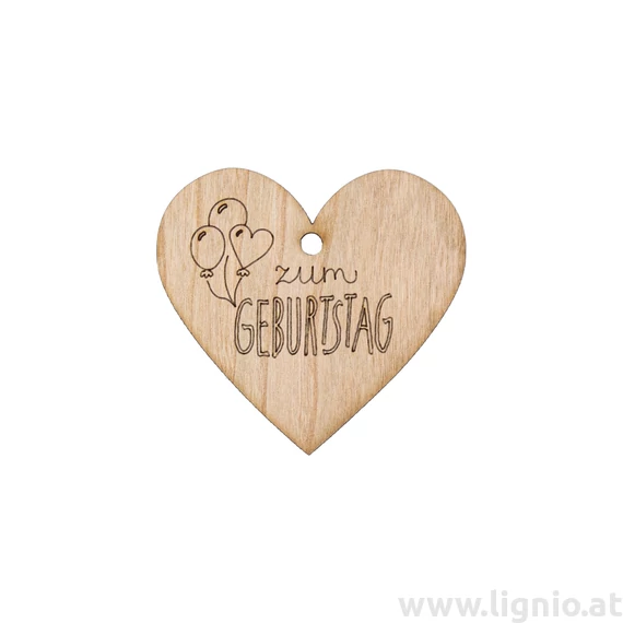Herz aus Kirschholz "Zum Geburtstag"