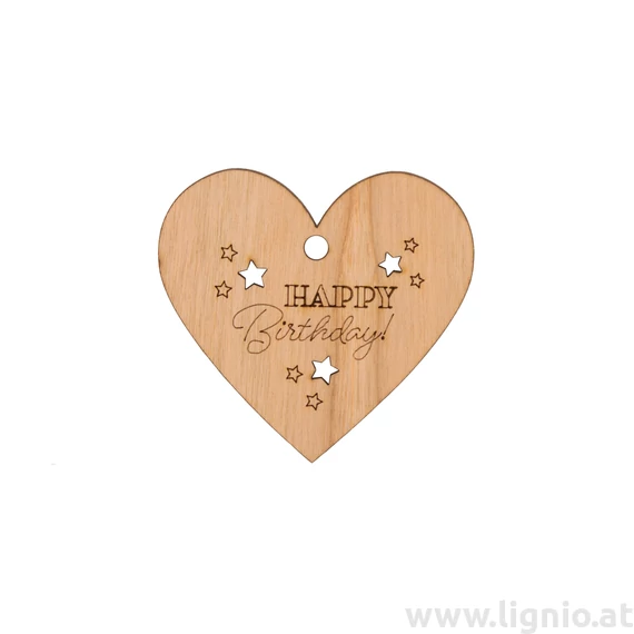 Herz aus Kirschholz "Happy Birthday"
