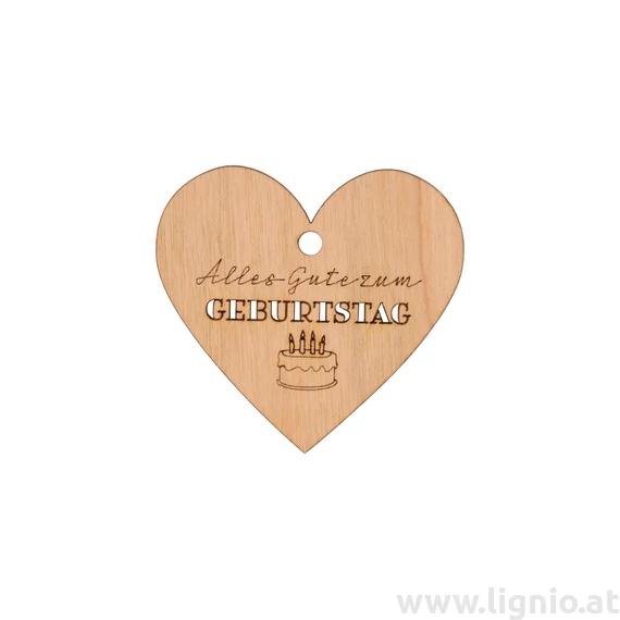 Herz aus Kirschholz "Alles Gute zum Geburtstag"